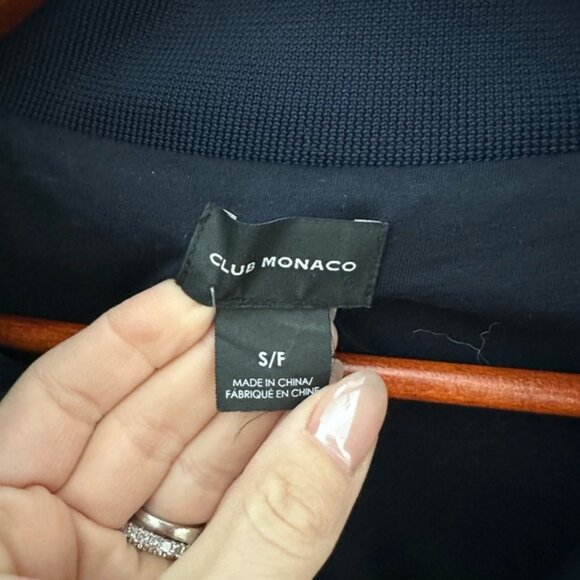 Club Monaco Quilted Velour Quarter-Zip Pullover – Navy – Size Small - Picture 7 of 8